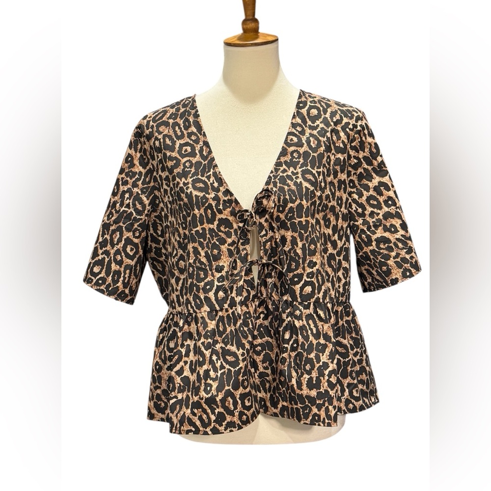 Vero Moda Black and Brown Animal Print Blouse #261